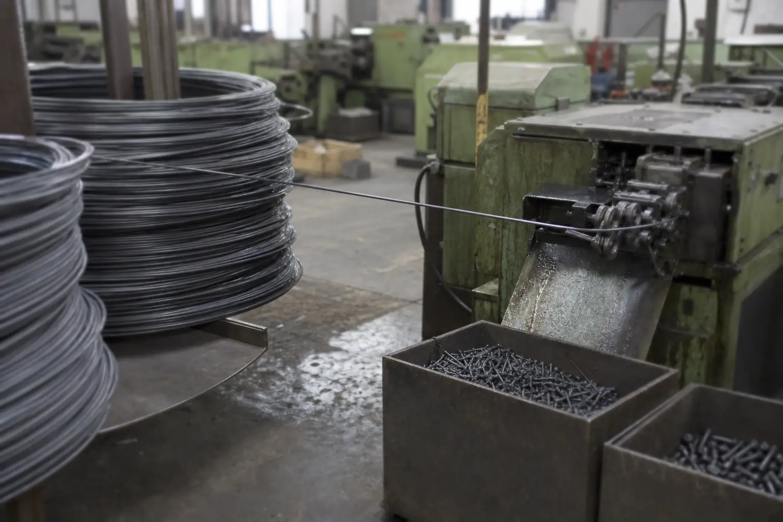 Wire rod feeding into a cold heading machine