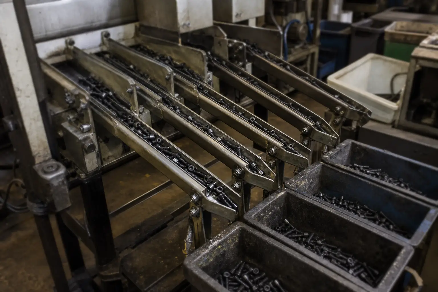 Socket screws on the vibratory sorting line