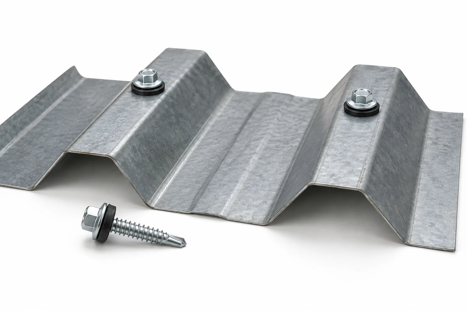 Roofing Screws with Bonded EPDM Washer in use — application photograph